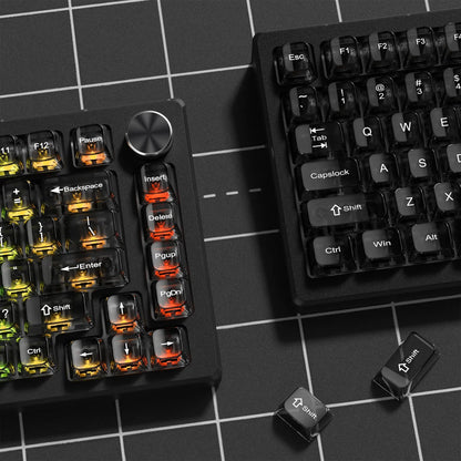 115 Keys Black Transparent Clear Keycaps Crystal Ceramic PC Keycap RGB Shine Through Key Cap MDA Profile for MX Switch Keyboard
