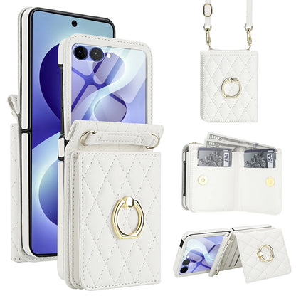 Crossbody Lanyard Leather Wallet Ring Holder Phone Case With Mirror Film For Samsung Galaxy Z Flip 8 7 6 5 4 3 Pocket Back Cover