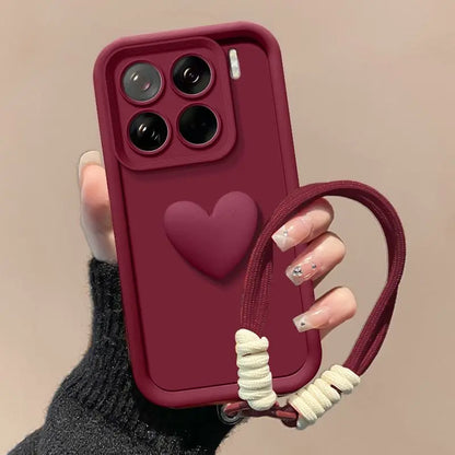 For Xiaomi 15T Pro Case For Xiaomi 15T  Phone case For Xiaomi 15TPro 3D Love Heart Hand Strap Back Cover For Xiaomi 15 T