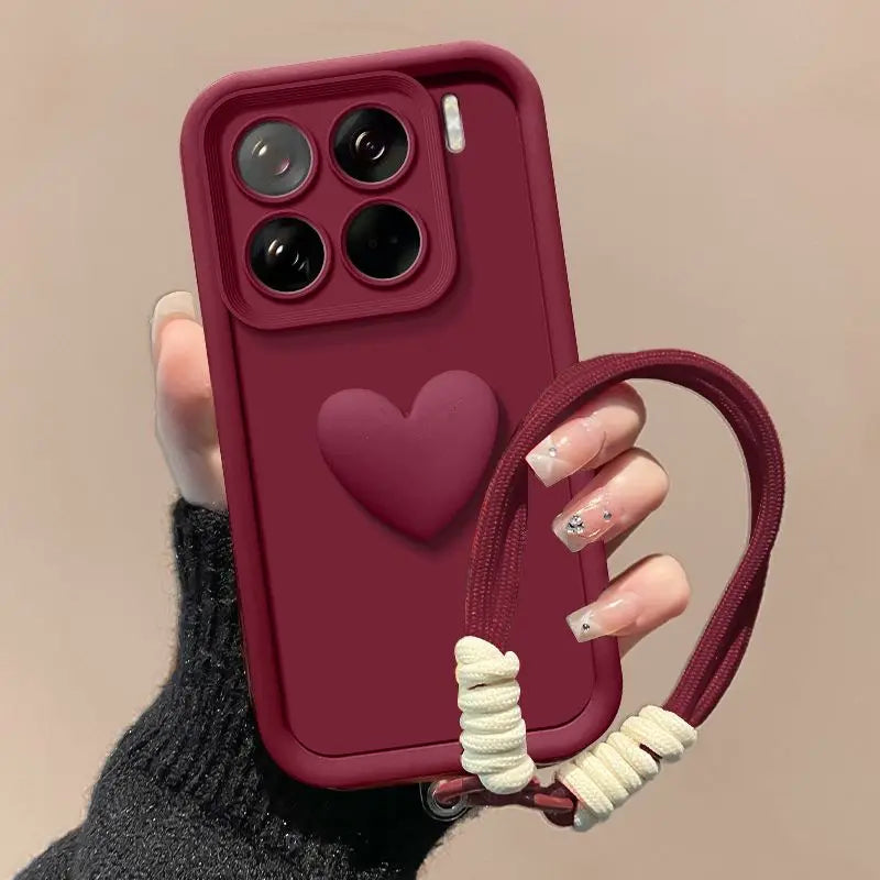 For Xiaomi 15T Pro Case For Xiaomi 15T  Phone case For Xiaomi 15TPro 3D Love Heart Hand Strap Back Cover For Xiaomi 15 T