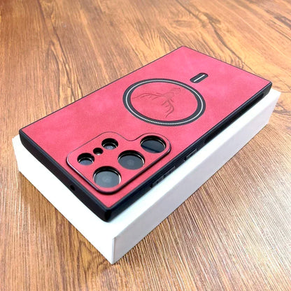 Luxury Leather Case For Samsung Galaxy S26 S25 S24 S23 S22 S21 Ultra Plus FE Note 20 S 24 23 Cover  For Magsafe Wireless Charge