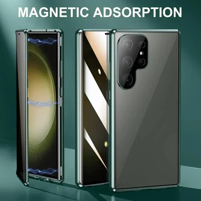 360 ° Protection Anti Peeping Metal Magnetic Case For Samsung Galaxy S26 S25 S24 S23 S22 Ultra Plus Double-Sided Glass Snap Lock