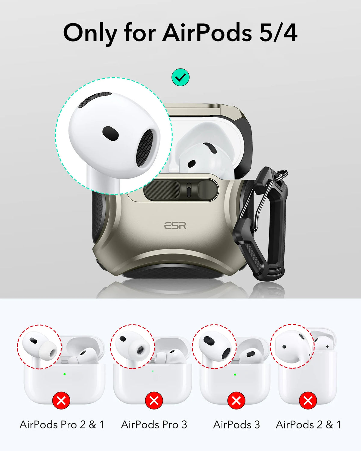 ESR for AirPods 5 Case (2026)&AirPods 4 Case (2024)Powerful Drop Protection Earphone Cover Compatible with AirPods 4/5 Gen