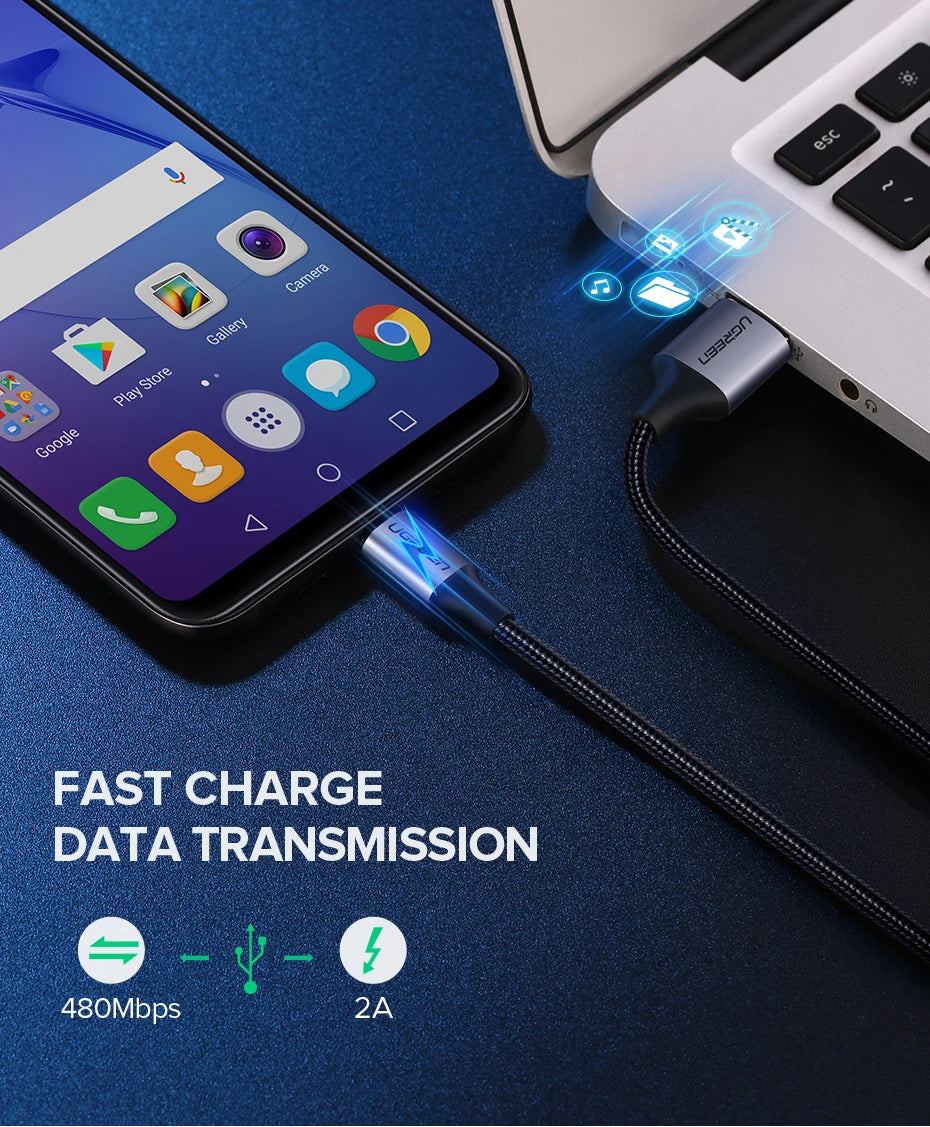 Ugreen Micro USB Cable Charger for Samsung Galaxy S7 S6 Fast Charging Mobile Phone Charger Cord for Xiaomi Tablet USB Cable Wire