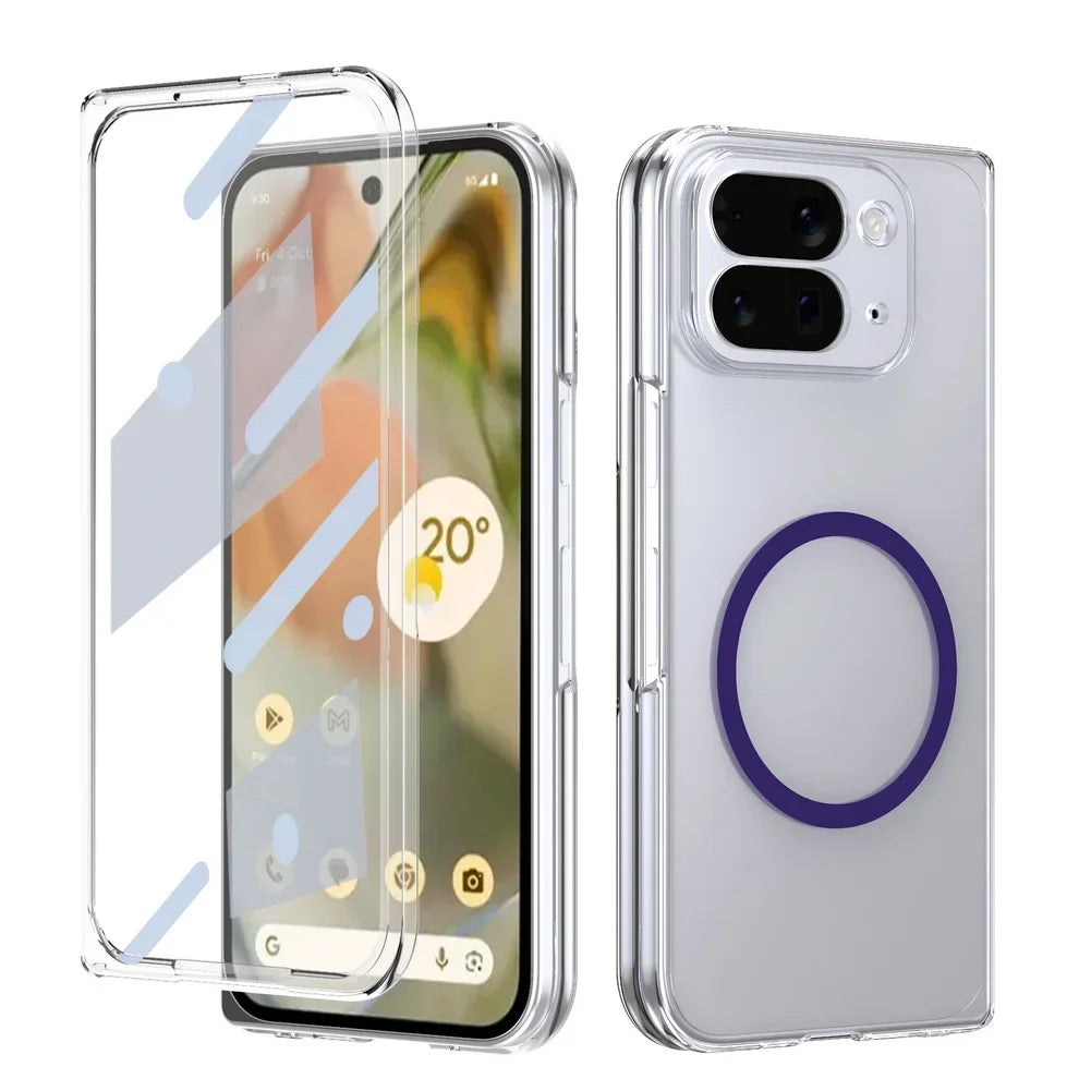 Magnet Adsorption with Tempered Glass Protector Case for Google Pixe 10 Pro Fold for Magsafe Wireless Charging Shockproof Cover