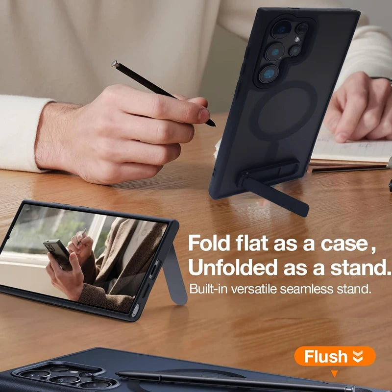 UYUXIO Magnetic Stand Phone Case for Samsung Galaxy S26 A05 A06 A16 A26 A35 A36 A55 A56 S25 S23 S22 Ultra Cover with Kickstand