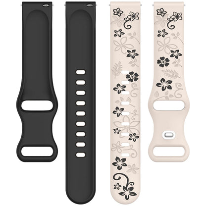 3D Silicone Watch Band Strap 18mm 20mm 22mm Carved Flowers Quick Release Smart Watch Strap for HUAWEI Samsung Amazfit Watch Band