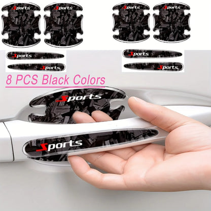 1 Set Carbon Fiber Car Door Wrist Protection stickers Door Handle Anti Collision Decorative Sticker Scratch-Resistant Wear