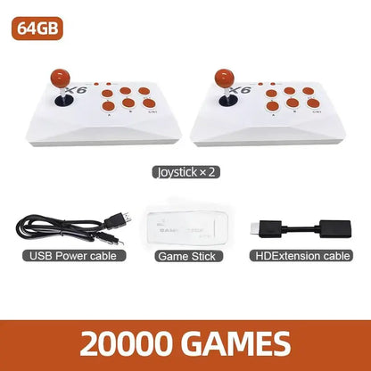 New X6 Video Game Console 4K HD 64GB 2.4G Wireless Double Rocker TV Game Stick 20000 Retro Games Consolas