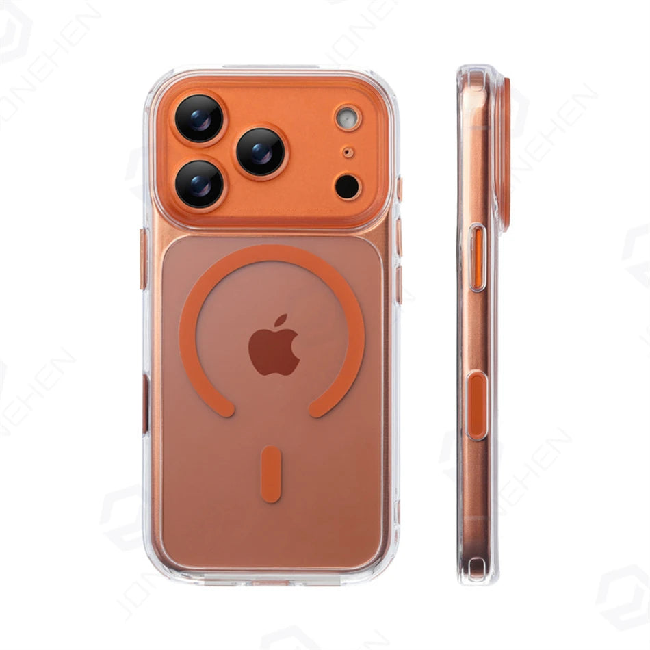 Business Matte Clear Camera Button Magnetic Case For iPhone 17 Pro Max Air 17pro Detachable Lens Shockproof Cover For Magsafe