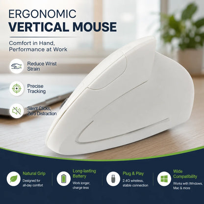 Vertical Wireless Ergonomic Mouse,Dual-Mode Bluetooth/2.4G Rechargeable Silent Optical RGB Gaming Mice For PC Laptop Desktop