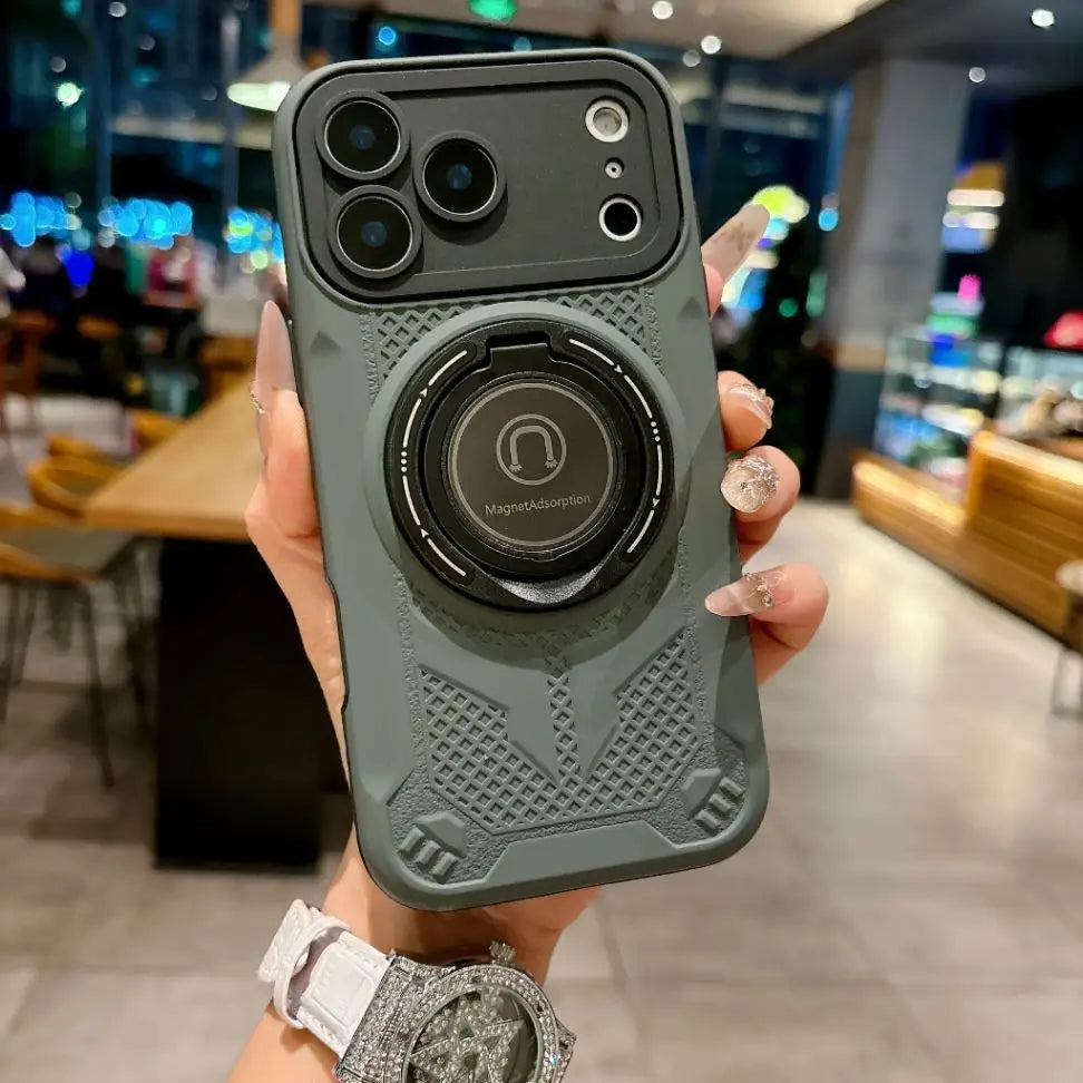 Luxury Magnetic Invisable Ring Holder Kickstand Phone Case For iPhone 17 Pro Max 16 Plus 15 14 13 12 Shockproof Slim Fit Cover