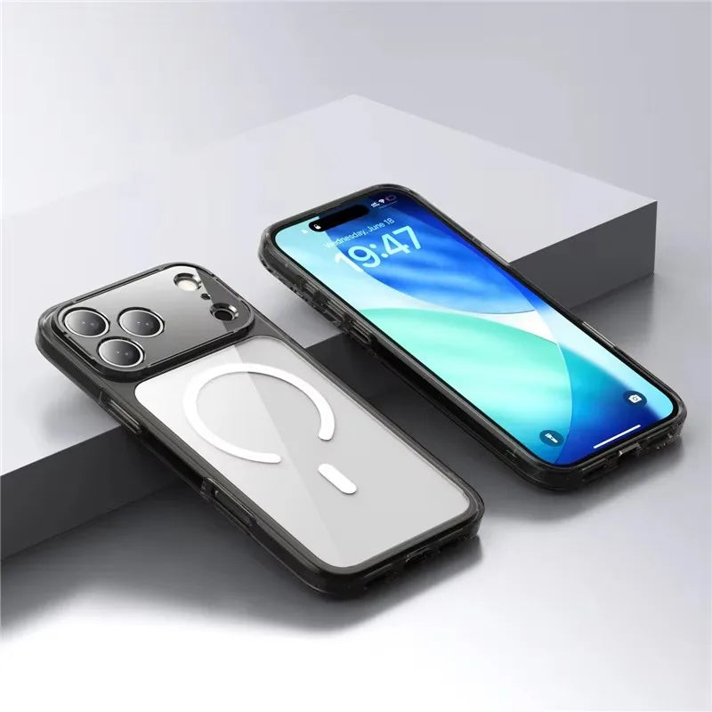 Luxury Clear Shockproof For Magsafe Magnetic Case For iPhone 17 Air 17Pro 17 ProMax Wireless Charging Shockproof Hard Back Cover