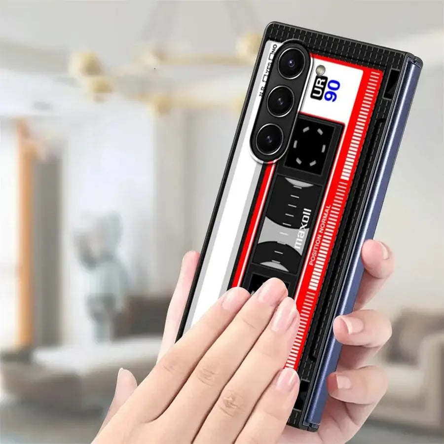 Vintage Tape Camera Back Phone Cover Case for Samsung Galaxy Z Fold 7 6 5 4 3 ZFold6 ZFold7 ZFold4 ZFold3 ZFold5
