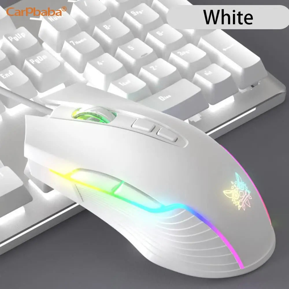 RGB Gaming Mouse Pink Cute Mouse 6400 DPI Wired Optical Mouse with Cool Lighting Mice for Home Office Notebook PC