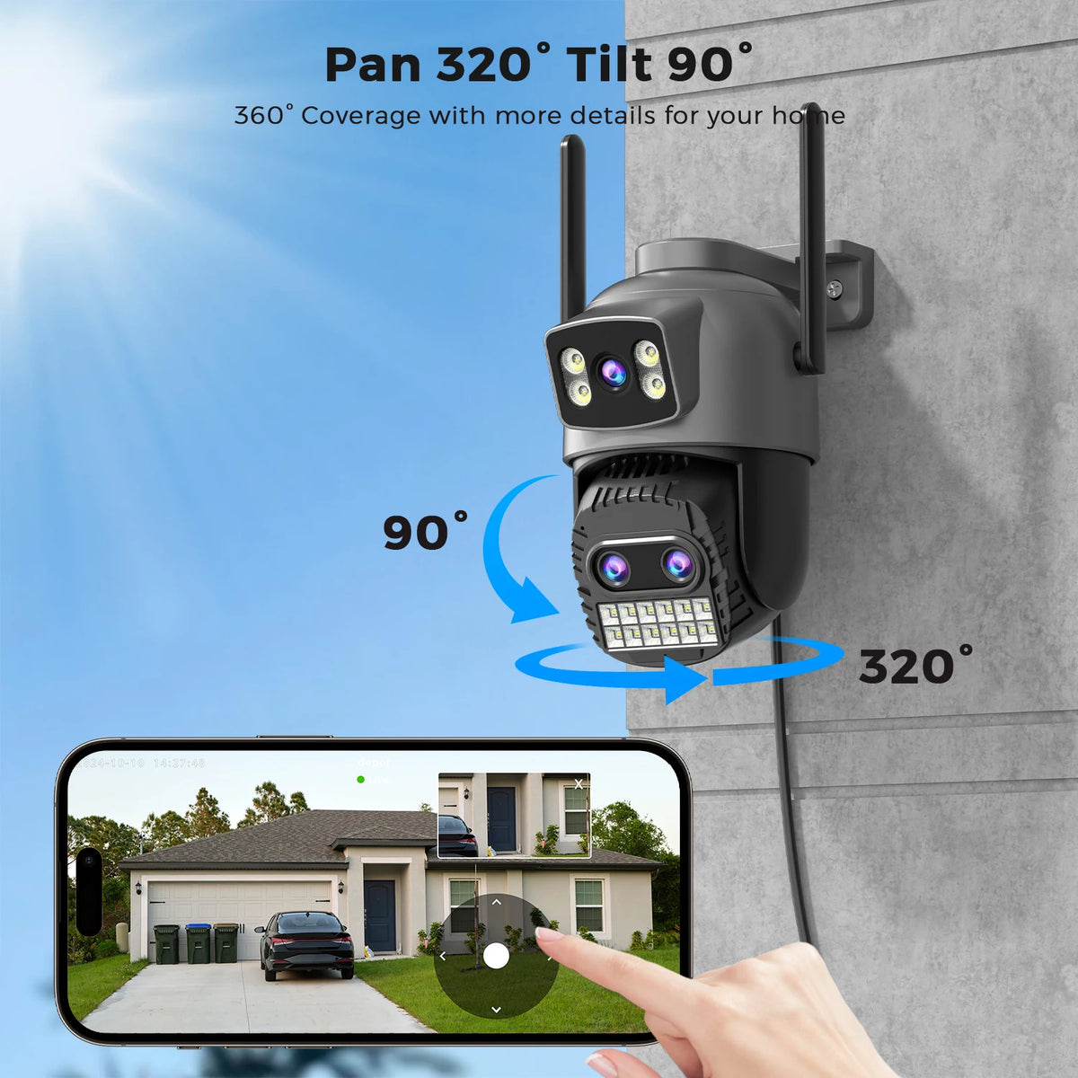 BESDER 15MP Wifi Camera PTZ Outdoor Dual Screen 10X Digital Zoom Human Detection 10MP Security IP Camera Surveillance O-Kam Pro