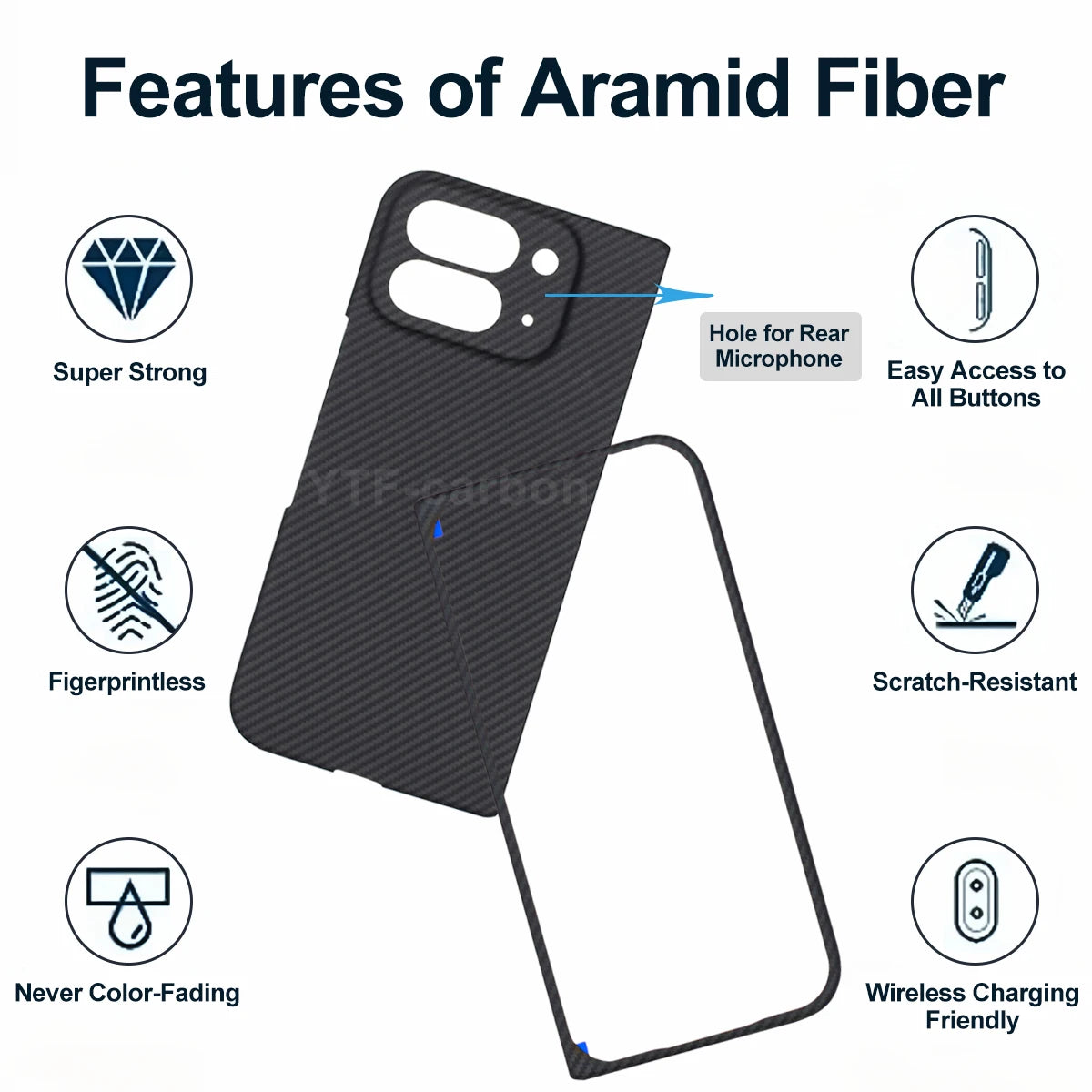 YTF-Carbon New Style for Google Pixel 9/10 Pro Fold Kevlar Carbon Fiber Hinge Protection Cover Ultrathin 11 Pro Fold Phone Case
