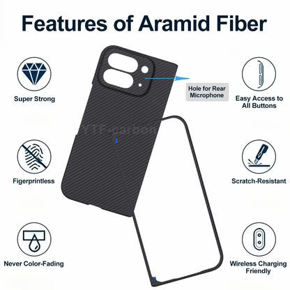 YTF-Carbon New Style for Google Pixel 9/10 Pro Fold Kevlar Carbon Fiber Hinge Protection Cover Ultrathin 11 Pro Fold Phone Case