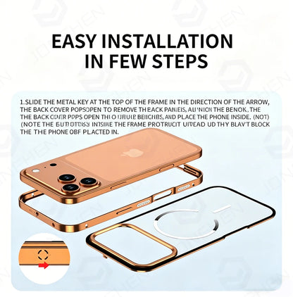 Metal Magnetic Suction Case For iPhone 17 Pro Max Air 16 15 14 13 Orange Aluminum Alloy Frame Anti-fall Matte Cover For Magsafe