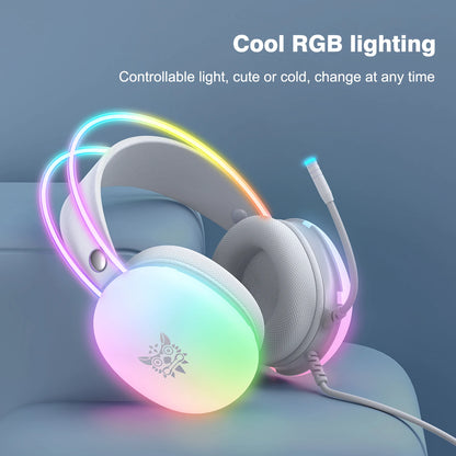 ONIKUMA X25 Gaming Headset New FULL Dynamic RGB Light Wired Headphones With Mic Noise Cancellation For PC PS5 XBOX