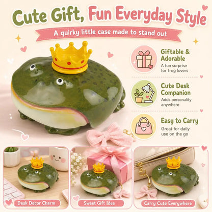 Funny Frog Shaped Case for AirPods 4, Hard Resin 3D Toad Earbuds Cover, Scratchproof Protective Shell with Novel Design