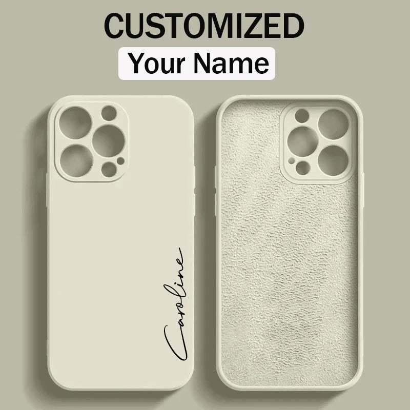 Customized Personalized Name Luxury Initials Soft Liquid Silicone DIY Case For Iphone 18 17 16 15 14 13 12 11 Pro Max Plus Cover