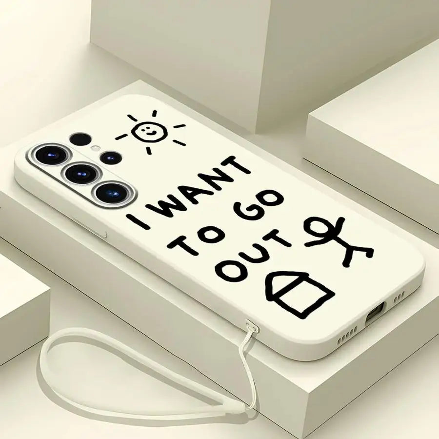 Soft Cover Phone Case for Samsung Galaxy S24 FE S21 Plus S22 Ultra S23 Note 20 10 Ultra S20 S25 Edge I Want To Go Home