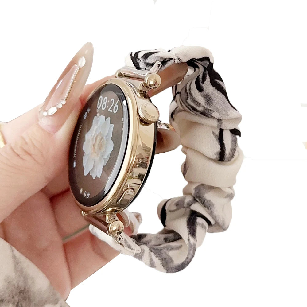 18mm Watch Band Dressy Printed Fabric Strap Bracelet for Women Huawei GT5/ Amazfit GTS2/ Garmin Venu 2S 3S Smartwatch 20mm 22mm
