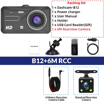E-ACE 1080P Car DVR B12 Dash Cam Touch Sensitive Dash Camera WDR G Sensor Night Vision Optional Rear Lens Hidden Dashcam