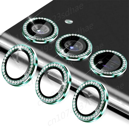 Bling 3D Diamond Metal Camera Ring Protector For Samsung Galaxy A55 A35 A54 A34 A15 5G Alloy Lens HD Tempered Glass Protect Cap