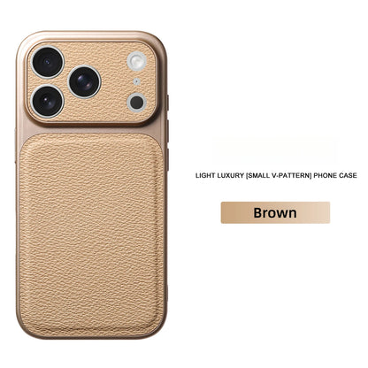 Solid Color Lychee Grain Leather Phone Case, Anti-Scratch & Shockproof Protective Cover for iPhone 17 Pro Max  16 15 14 13 Air