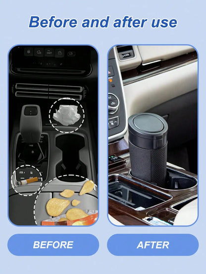 Portable Car Trash Can – Dual-Lid Design, Press & Button Open Modes, Leak-Proof, Removable Inner Liner, For Wet & Dry Waste