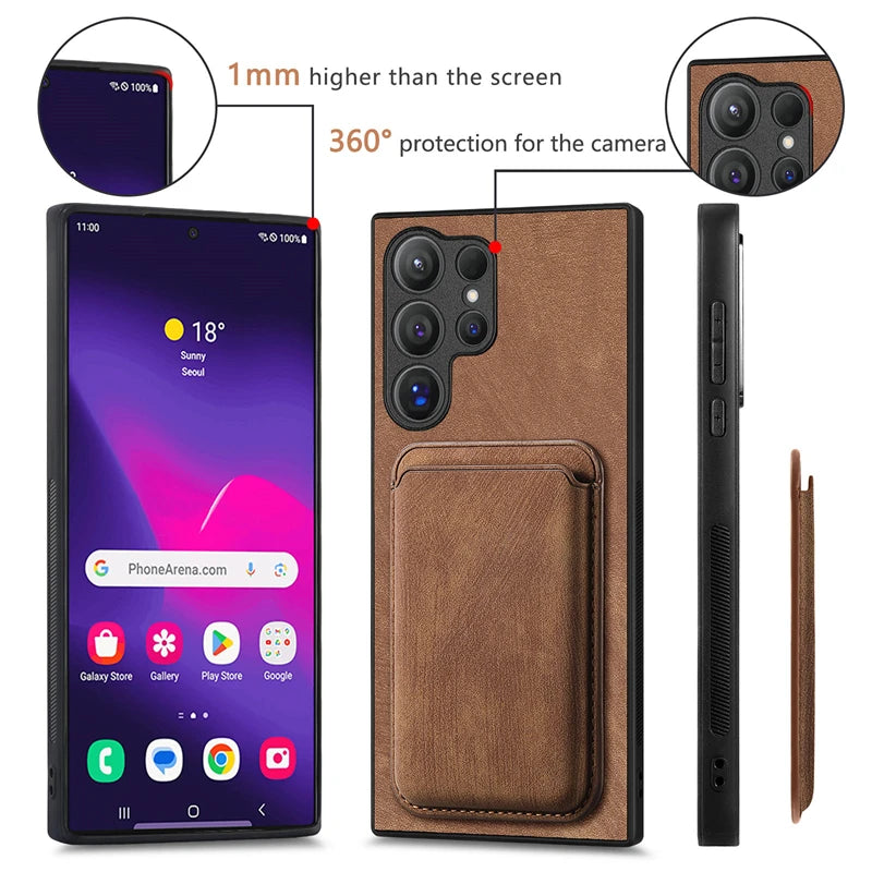 Luxury Leather Detachable Magnetic Card Slot Wallet Case For Samsung Galaxy S25 S24 S23 S22 S21 Ultra + Plus FE Shockproof Cover
