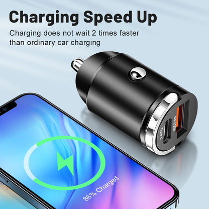Mini 100W PD QC Pull Ring Fast Charging Car Charger USB C Car Phone Charger Adapter For iPhone 15 16 17 Xiaomi Samsung Huawei