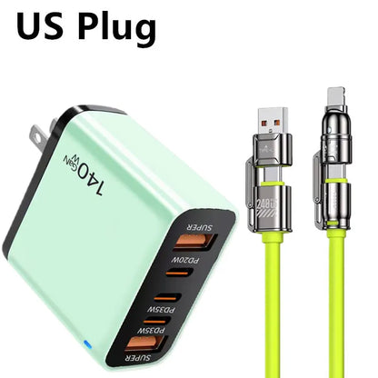 GaN 140W USB C Charger PD Fast Charging Travel Charger For iPhone Samsung Xiaomi Huawei OPPO Mobile Phone Adapter EU US UK Plug