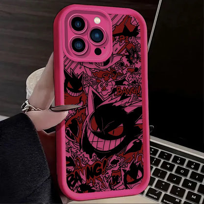 P-Pokemon Gengar Graffiti Phone Case for iPhone 17 Air 16 16E 15 14 13 12 11 Pro Max X XS X S Max XR SE 2020 SE4 7 8 Silicone