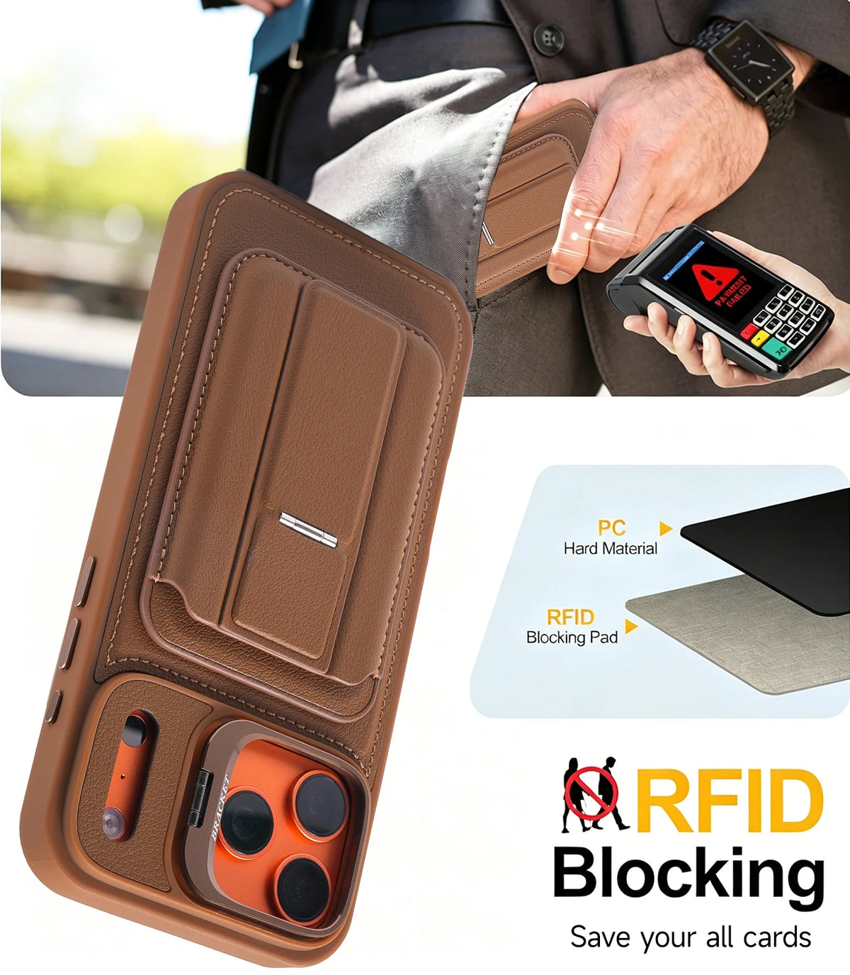 3 IN 1 Matte Leather Texture Wallet Card Slots Holder Phone Case For iPhone 17 Pro 17 Pro Max Phone Wallet Case