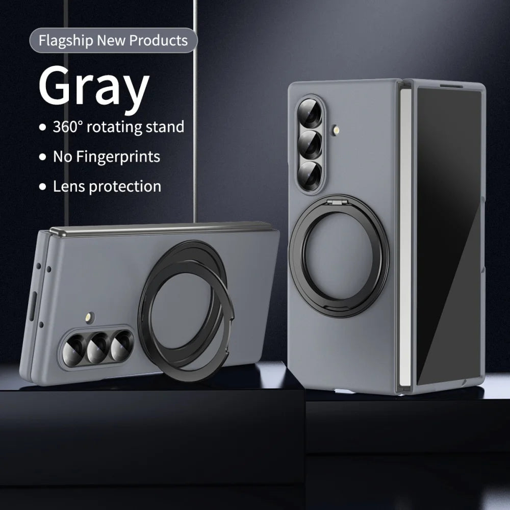 Matte Business Front Film 360° Magnetic Bracket Stand Military Armor Phone Case Samsung Galaxy Z Fold 7 6 5 4  for Magsafe Cover
