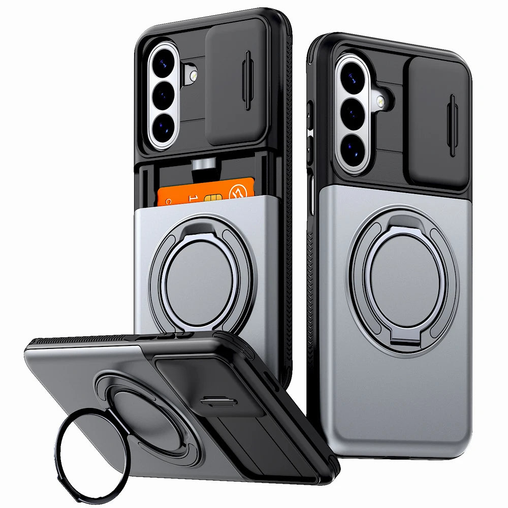 Shockproof Armor Case For Samsung Galaxy A57 A37 A17 A27 A56 A36 A26 A16 A55 A15 5G 4G S26 S25 S24 FE Plus Card Slot Stand Cover