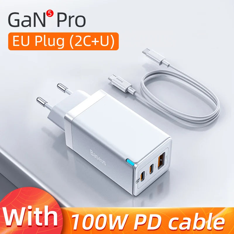 Baseus GaN 65W USB C Charger Quick Charge 4.0 3.0 QC4.0 QC PD3.0 PD USB-C Type C Fast USB Charger For iPhone 16 15 Pro MacBook