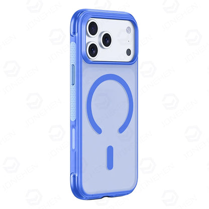 For Magsafe Anti-knock Airbag Matte Translucent Case For iPhone 16 17 18 Pro Max Rotate Magnetic Bracket Shockproof Armor Cover