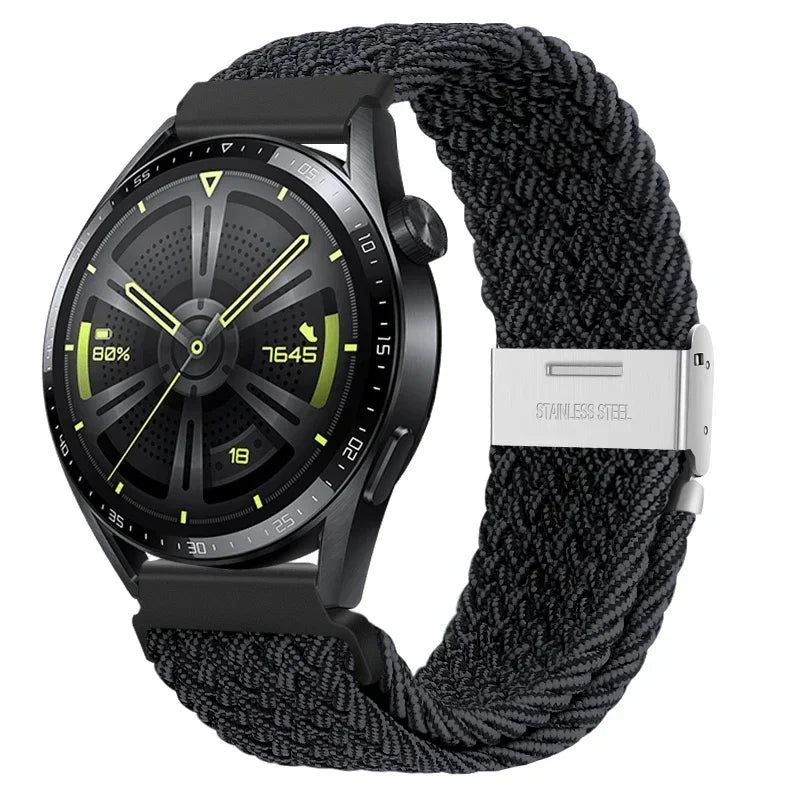 20 22mm Strap for Samsung Galaxy Watch 7 6 5 4 Band 40/44mm 5Pro Active 2 Gear S3 Braided Elastic Bracelet for Huawei GT2/3 4Pro