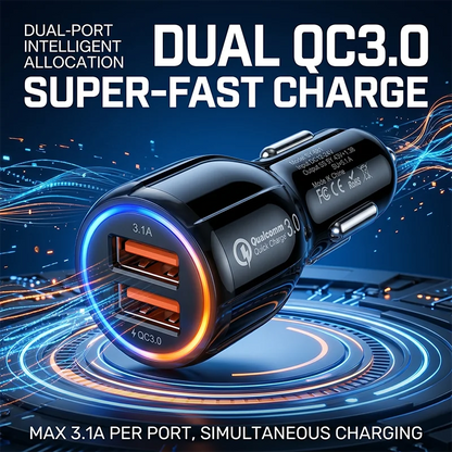 Smart Dual USB Car Charger QC 3.0 3.1A Fast Charging Adapter For iPhone For Samsung And Tablet Universal Car Power Android Phone