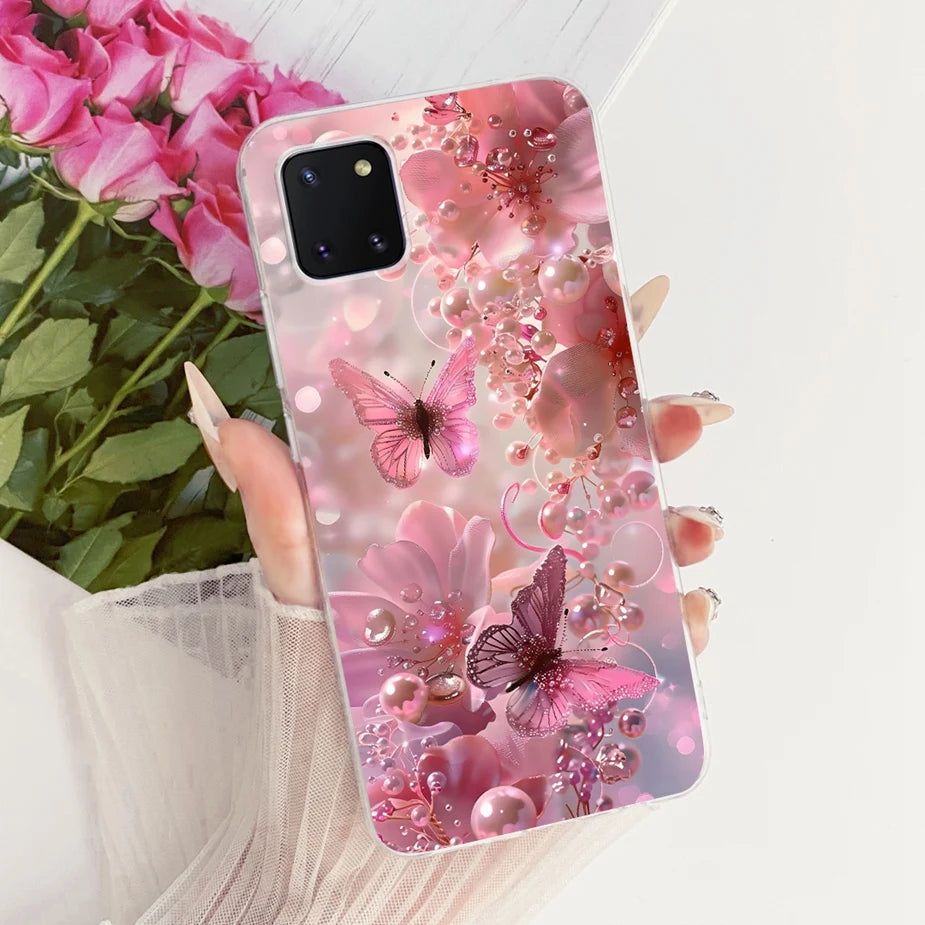 For Samsung Galaxy Note 10 Lite Case SM-N770F Luxury Flowers Painted Cover Soft Silicone Case For Samsung S10 Lite SM-G770F Bags