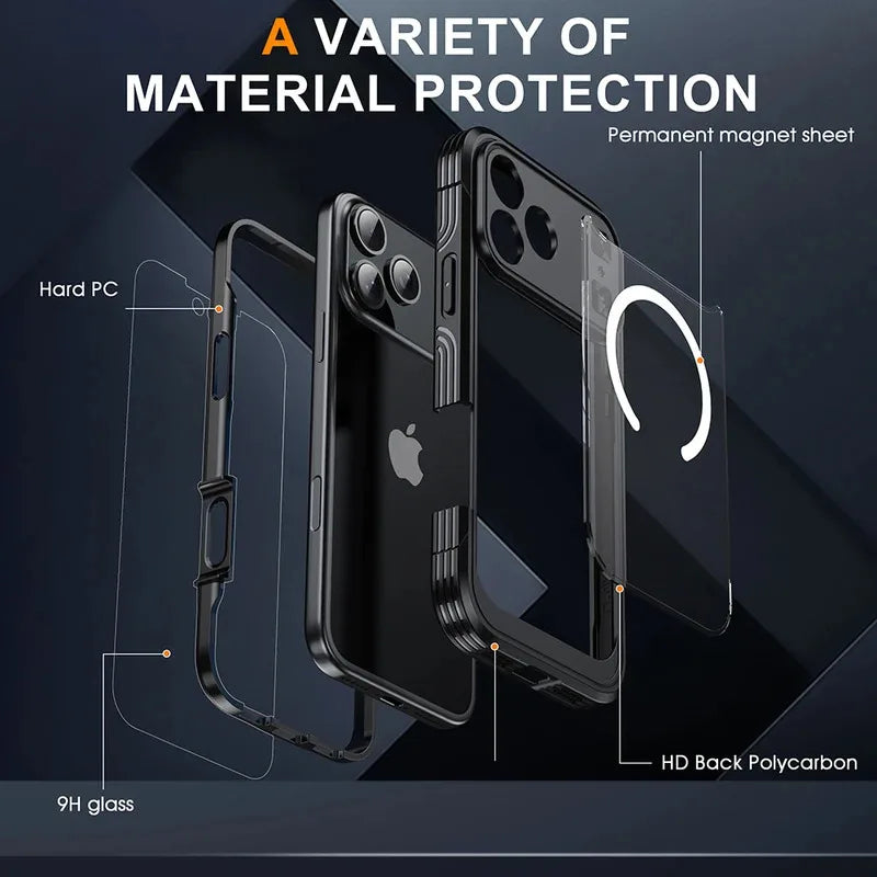 For MagSafe Wireless Charging 360° Fully Protected Double-sided Transparent Magnetic Case For iPhone 17 Pro Max&Air Back Cover