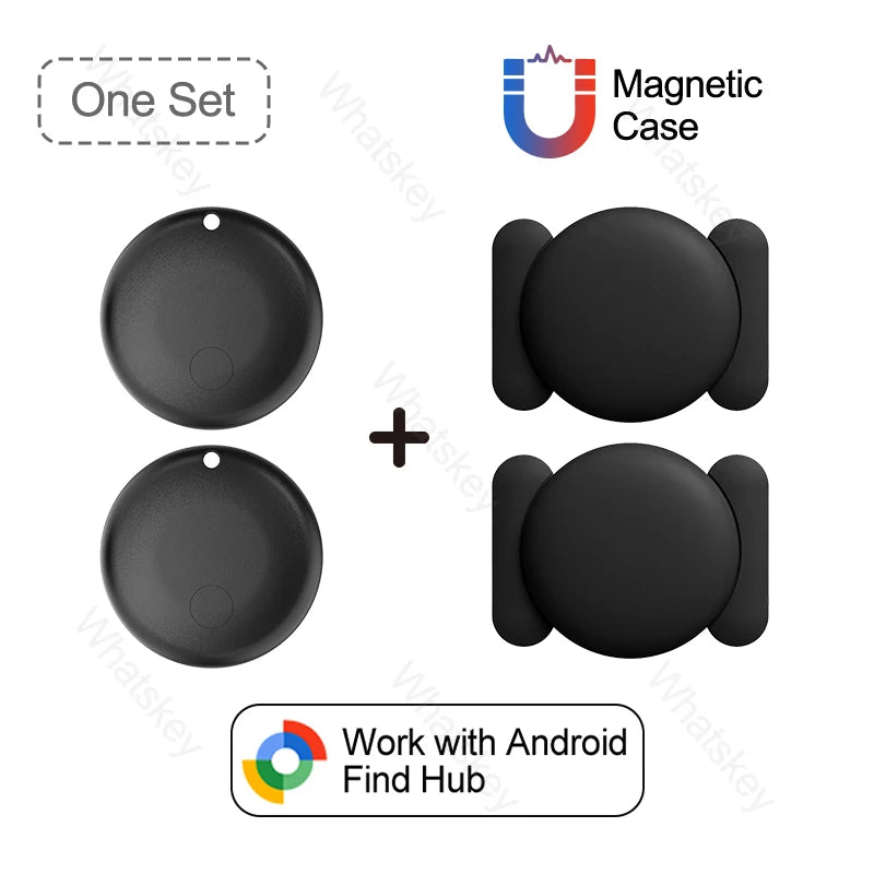 1-4PCS Mini GPS Locator Android Anti-Lost Alarm Google Find Hub Wallet Key Smart Tag with Strong Magnetic Suction Silicone Shell
