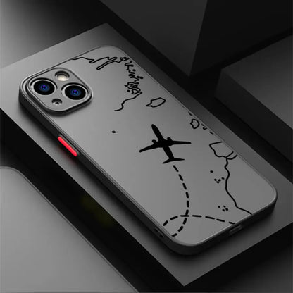 Line Airplane Topographic Phone Case For iPhone 17 16 15 11 12 14 13 Pro Max Mini X XS XR 7 Plus 16E Air Shockproof Cover Fundas