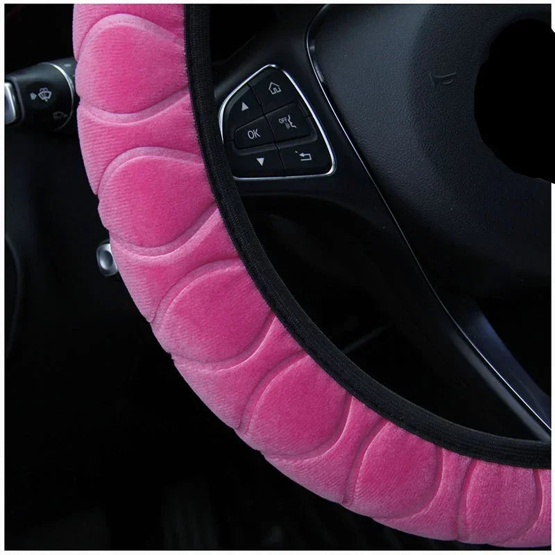 Car Steering Wheel Cover Protector Decoration Warm Super Thick Soft Plush Collar for Women Man Auto Interior Accessories