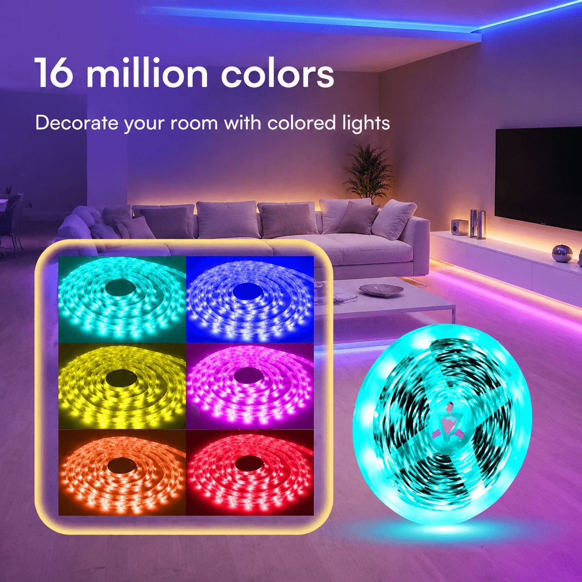 30M/98.42FT LED Strip Lights, RGB Color Changing LED Light Strips Kit with 44 Keys IR Remote, Bluetooth App Control LED Lights for Bedroom, Kitchen, Living Room TV Back Light, Home Ambient Decoration (US Plug)