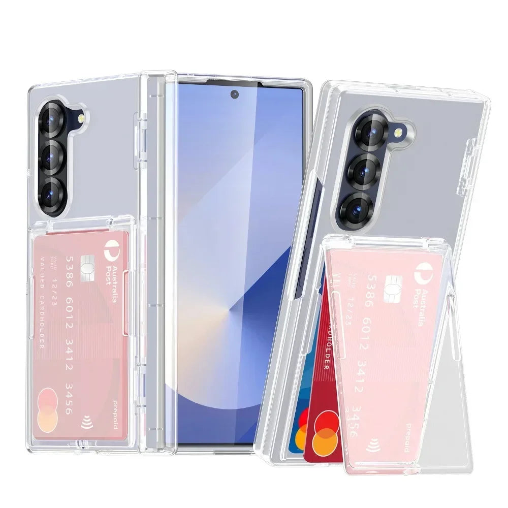 Luxury Flip Kickstand Phone Case For Samsung Galaxy Z Fold 7 6 Fold7 Fold6 5G Folding Bracket Matte Cover with Card Holder